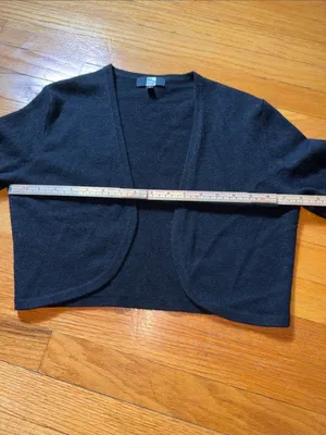 Saks Fifth Avenue 100 % Cashmere Black Cropped Bolero Shrug thumbnail 7