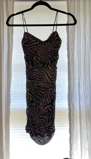 Princess Polly bodycon ruched zebra print mesh dress thumbnail 3