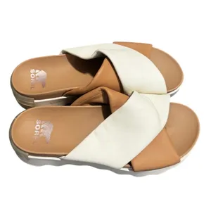 SOREL Women’s Vibe Criss Cross Slide Sandals – Tan & Cream – Size 10.5 thumbnail 2