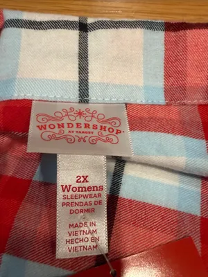 NWT wondershop womens plaid cotton pajamas set size 2X . thumbnail 2
