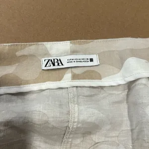 Zara Linen Blend Camo True Wrap Mini Cargo Skirt 9189/034/743 Medium Beige White thumbnail 7