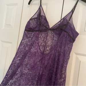 Victoria’s Secret Purple Slip Dress Allover Lace Sz Large Intimates Mini Dress thumbnail 7