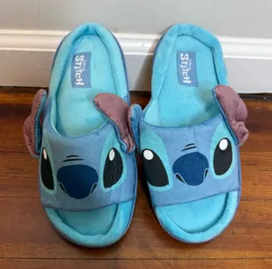 Disney Stitch Kids Blue Plush Slide Sandals thumbnail 1