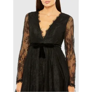 Mac Duggal 49794‎ Black Lace Long Sleeve Mini Dress NWT Size 10 thumbnail 3