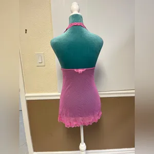 Vintage Victoria’s Secret Teddy‎ M bubblegum Pink Sheer Lace Babydoll Lingerie thumbnail 6