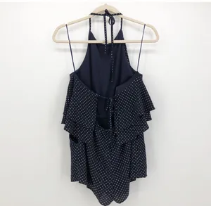 Aqua Navy Polka Dot Halter Tiered Ruffle Romper | Size Small | Bloomingdale’s thumbnail 5