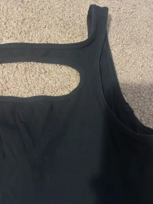 Lululemon Black Cutout Ribbed Tank Top - Women's thumbnail 4