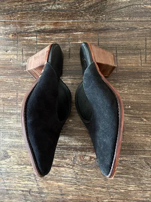 Free‎ People Anya Suede Mules Black Size 8 thumbnail 4