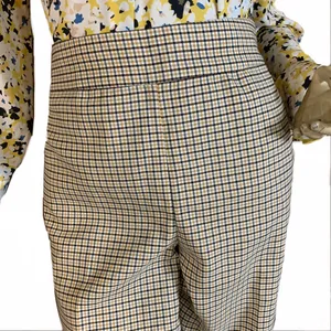 Loft Tan & Black Cropped Wide Leg Plaid Trousers (10) thumbnail 11