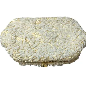 Vintage 1960s bag purse beaded sequined clutch La Regale Fairy Wedding Victorian thumbnail 4