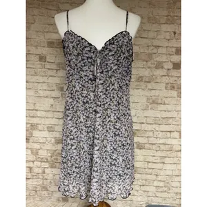 American Eagle Dress L Floral Slip Dress Pink Black‎ Spaghetti Strap Mini thumbnail 2