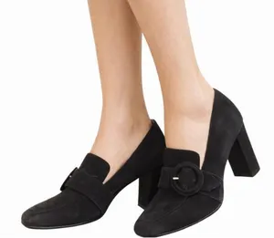 Marc Fisher Garlan black suede loafer heels size 7 thumbnail 1