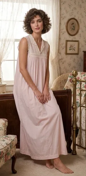 Vintage Christian Dior Lingerie Pink Lace Coquette Long Nightgown 70s 80s Size S thumbnail 1