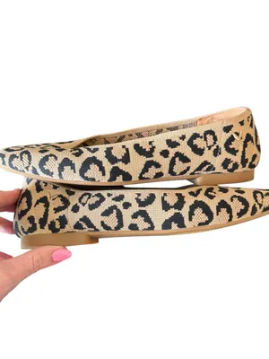 VIVAIA - Margot 2.0 Leopard Knit Square Toe Ballet Flats Sz 7.5 EU 38.5 thumbnail 3
