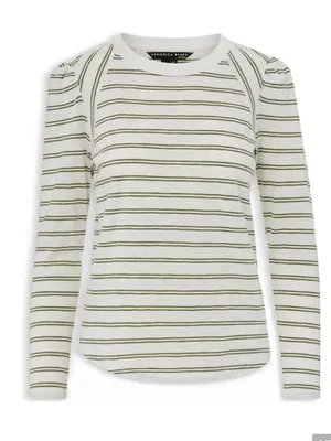 Veronica Beard Mason Baseball Tee Striped Ecru Slate XS $178 thumbnail 9