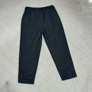 Gap Woven Slouchy‎ Pull On Crop Pants Black XS Ruffle Drawstring Waist High Rise thumbnail 4