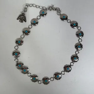 Thunderbird Western Boho Chain Belt Silver Turquoise Concho Lightweight Festival thumbnail 5