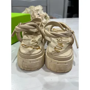 Sam‎ Edelman Gavril Platform Sandals Quilted Straps Ankle Buckle Beige 8M thumbnail 5