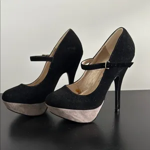 Rue21 Black and Gray/Tan‎ Platform Heels Sz SM thumbnail 3