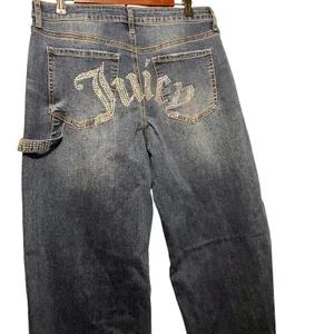 Juicy Couture Rhinestone Carpenter Jeans Wide Leg‎ Dark Wash Denim Size 9/29 NWT thumbnail 3