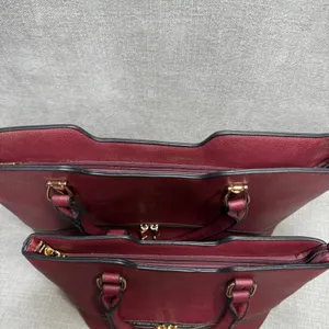 3 Piece Handbag Set‎ Burgundy Maroon Vegan Leather Tote Satchel Crossbody thumbnail 7