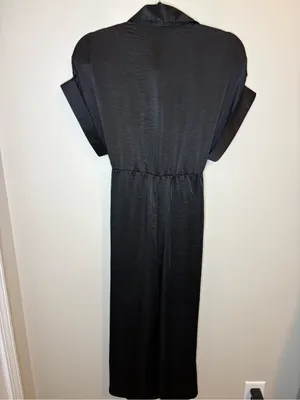 NWT Steve Madden Tori Black Satin Ruched Tie Waist Midi Dress Size 6 thumbnail 10