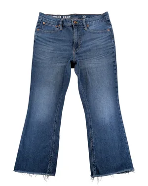 J.Crew Demi Boot‎ Crop Jeans Womens 30 Medium Wash Blue Raw Hem BA628 Stretch thumbnail 1