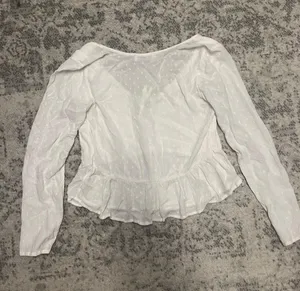 Hollister White  Ruffle Longsleeve Top thumbnail 4