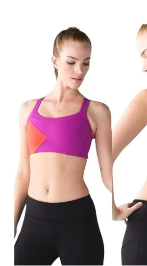 Lululemon Catch Me Sports Bra Women 4 Purple Red Criss Cross Back‎ Athleisure thumbnail 1