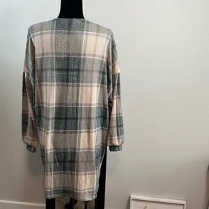 Cabincore Western Boho Rustic Green Plaid Loose fit Long Cuff Sleeve Shacket thumbnail 10