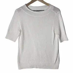 Pendleton Mock Neck Short Sleeve Sweater White Cotton Blend Women’s Size M thumbnail 1