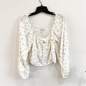 Billabong Love Somebody Cropped Balloon Sleeve Top Sz L‎ Boho Coastal thumbnail 3