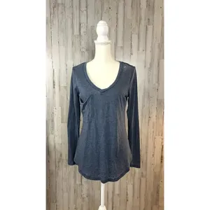Altar'd State Women's Small Blue Long Sleeve‎ V-Neck Blouse Casual Fall Top thumbnail 2