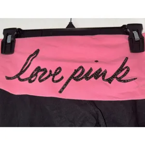 Victoria's Secret PINK Yoga Pants‎ Black Pink Rhinestone Love Pink Flare Small thumbnail 2
