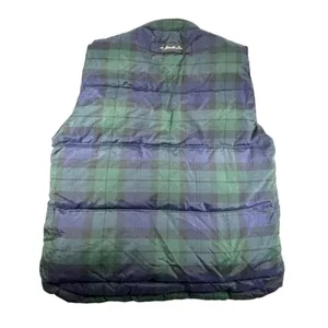 VTG Eddie Bauer Puffer Vest Womens S/P Green & Blue Plaid Goose Down Insulated thumbnail 2