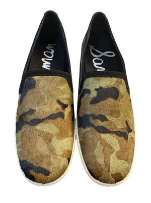 Sam Edelman Becker Camouflage Calf Hair Sneakers Womens Size 8.5 Slip On thumbnail 1