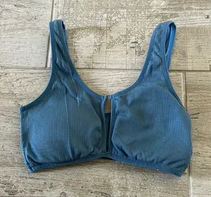 Blue Gray Ribbed Cut Out Bralette Size Medium thumbnail 1