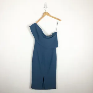 Likely Driggs Strapless Cocktail Dress Size 8 Knee Length One Shoulder Blue thumbnail 13
