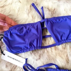 WeWoreWhat Ruched Bandeau Bikini Sapphire Blue XS NWT‎ thumbnail 6