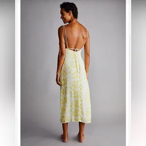 Free People Third Form Women's Yellow/White Ring Out Slip Dress Size 4‎ thumbnail 2