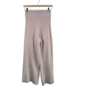 Skims Cozy Knit Pants Sz S/M Pink Fuzzy Teddy Cozy Long Pull On Wide Leg thumbnail 2