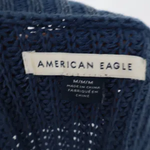 American Eagle Blue Acid Wash Shaker Stitch Cotton Knit Sweater Women's Medium M thumbnail 2