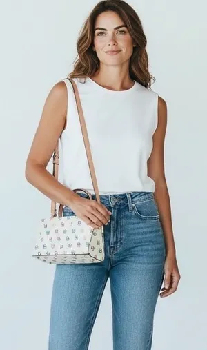 Dooney & Bourke‎ Tiny East/West Bag White Multi Color Monogram Mini Tote WI396 thumbnail 1