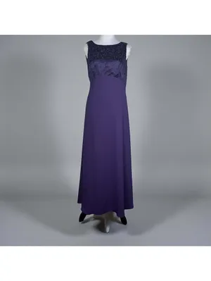 Rhapsody Purple Sleeveless Formal Gown with Beaded Bodice – Size M thumbnail 4