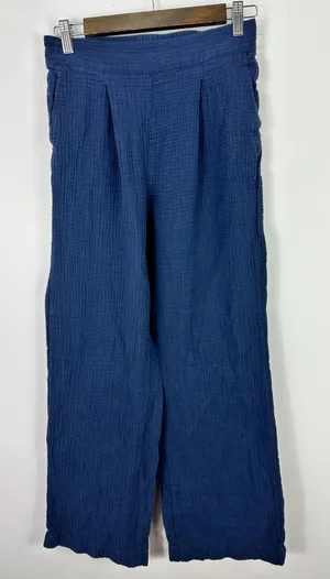 Philosophy Wide Leg Pull On Organic Cotton Pants Womens Small Blue Gauzy Minimalist Beach‎ thumbnail 1