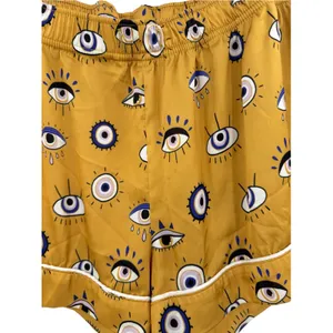 Averie Amara Evil Eye Satin Short Pajama Set Bronze Gold Size Medium thumbnail 11