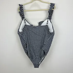 J.Crew Ruffle V Neck One Piece Gingham Swimsuit Padded Navy Retro US 24 NWT thumbnail 13