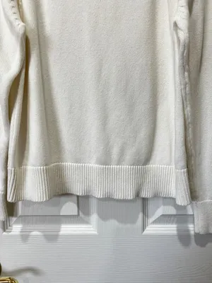 Quince Sweater Women's Ivory Organic Cotton knit Mock Neck Pullover Size XS thumbnail 6