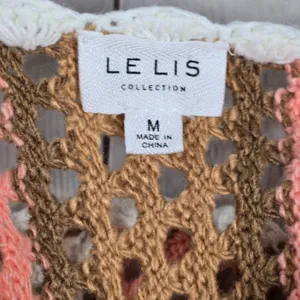 LE LIS COLLECTION Crochet Striped Button Front Crop Top‎ Women Size M thumbnail 3