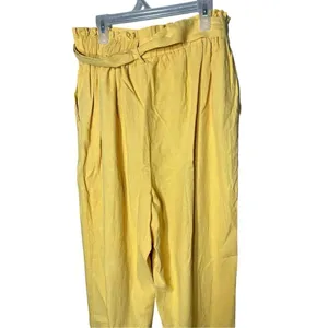 Love Tree Yellow Linen Paperbag‎ Waist pants Size M thumbnail 4